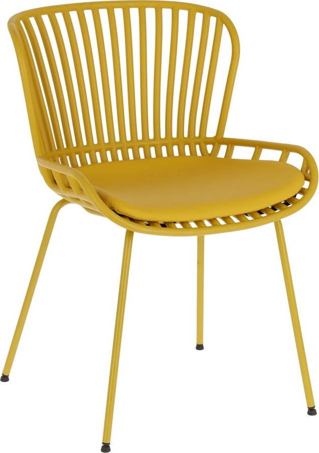 Hořčicově žlutá zahradní židle s ocelovou