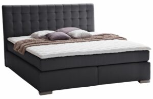Černá koženková dvoulůžková postel 180 x 200