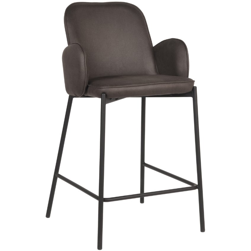 Antracitově šedá koženková barová židle LABEL51
