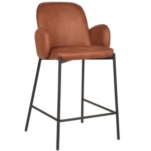 Hnědá koženková barová židle LABEL51