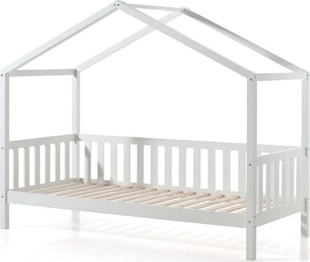 Bílá domečková dětská postel z borovicového dřeva Vipack