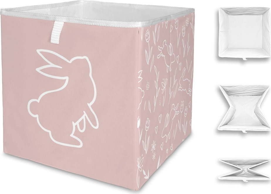 Růžový látkový dětský úložný box Sweet