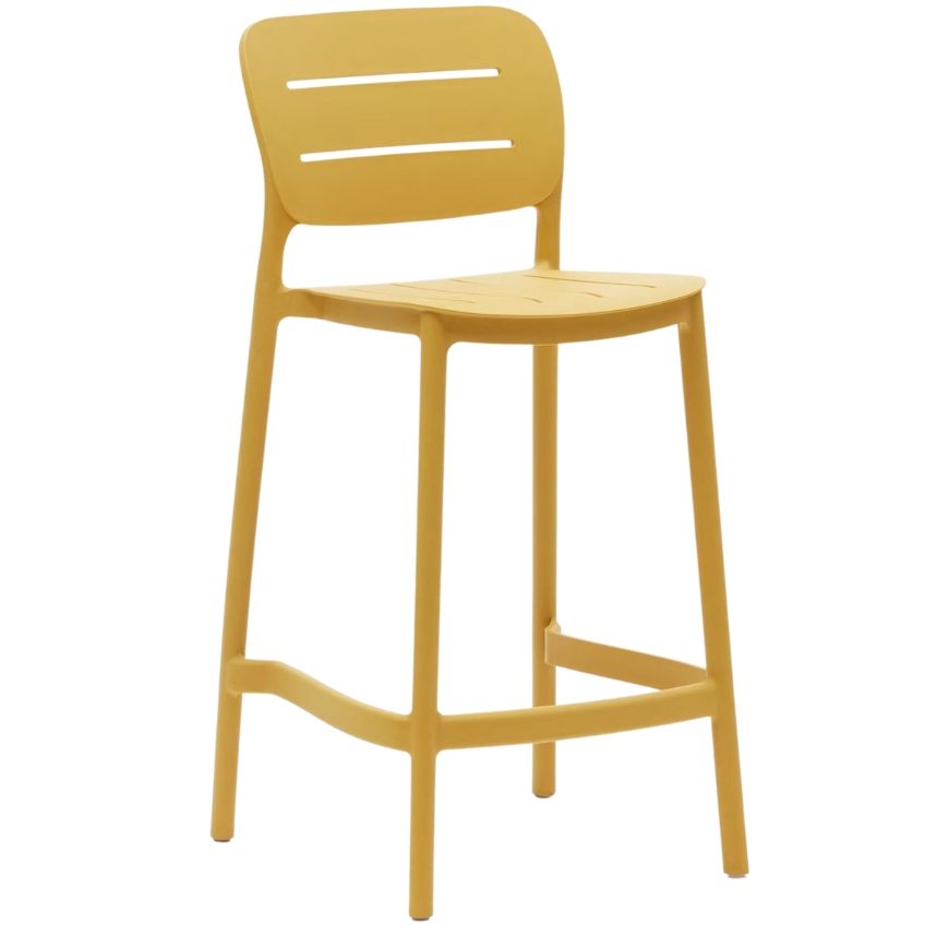 Hořčicově žlutá plastová zahradní barová židle Kave