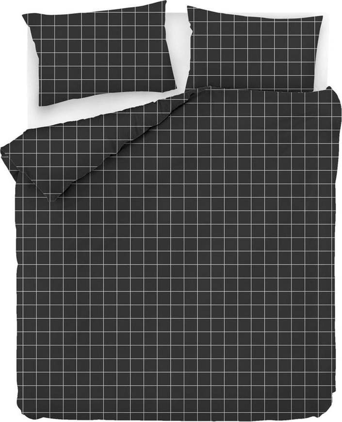 Černé prodloužené bavlněné povlečení na dvoulůžko 200x220