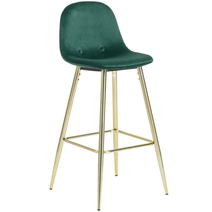 Zelená sametová barová židle Kave Home Nolite