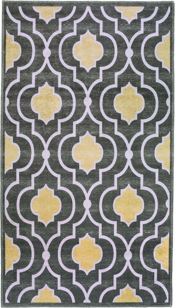 Žluto-šedý pratelný koberec 150x80 cm