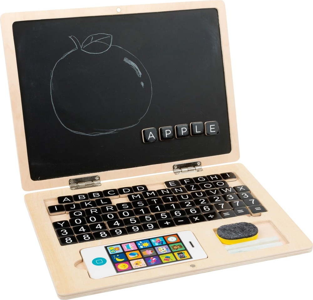 Dřevěný dětský laptop s magnetickou