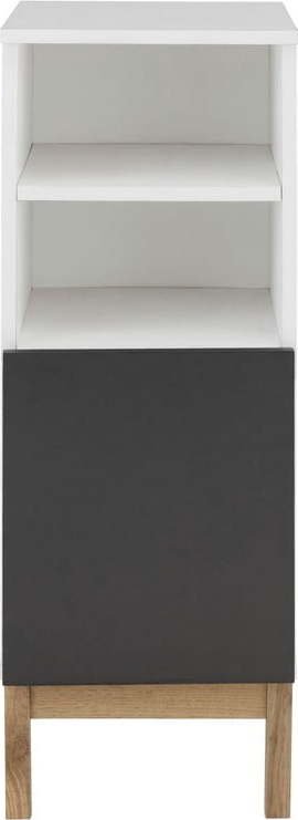 Bílo-černá nízká koupelnová skříňka 30x86 cm