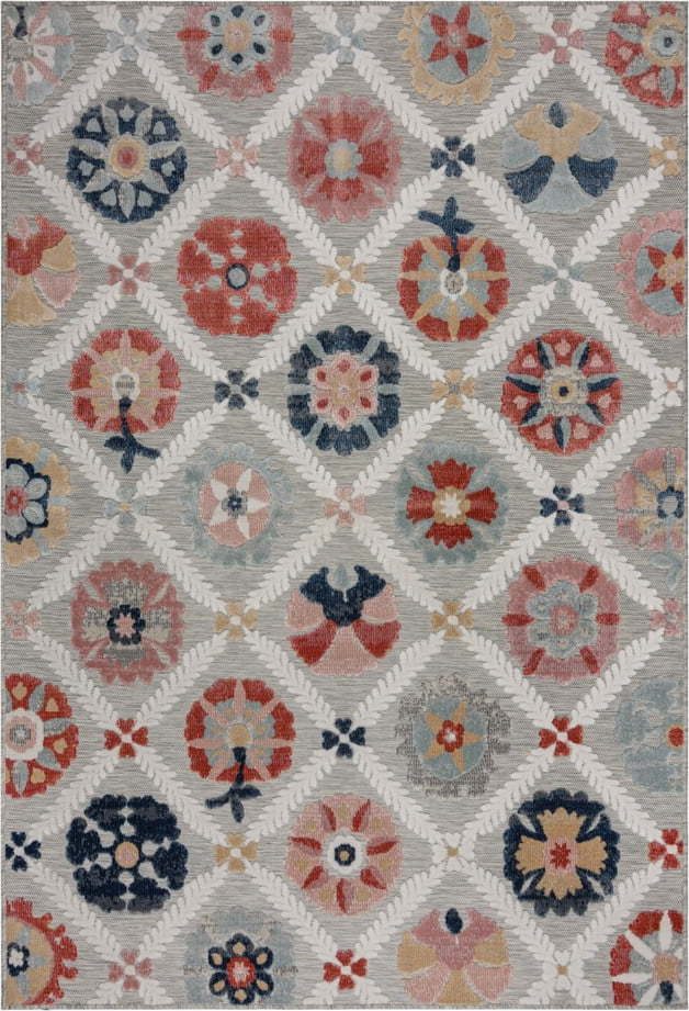 Šedý venkovní koberec 170x120 cm Flora