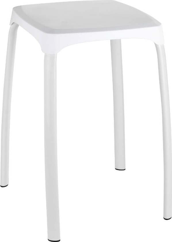 Bílá stolička s nohami z nerezové