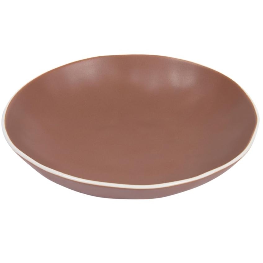Hnědý porcelánový hluboký talíř Kave Home