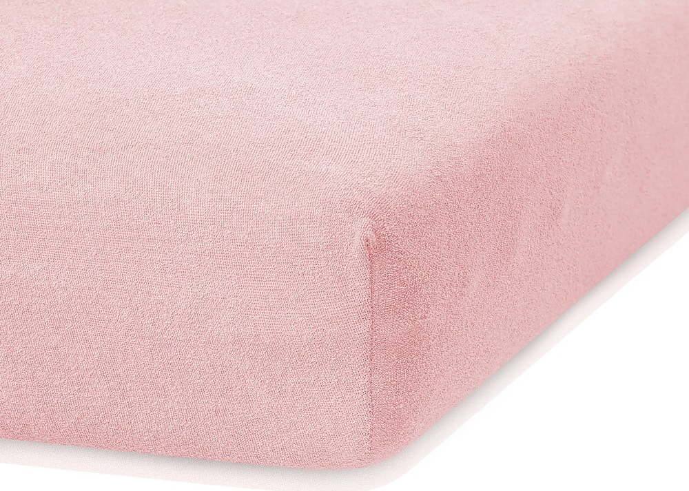 Světle růžové elastické prostěradlo s vysokým podílem bavlny