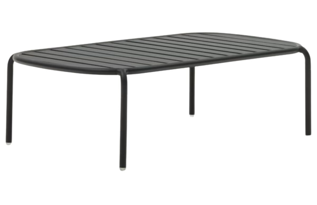 Tmavě šedý kovový zahradní konferenční stolek Kave Home