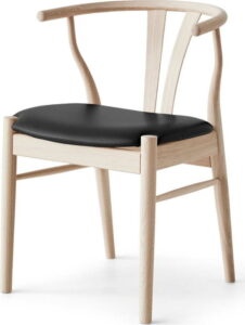 Černá/přírodní kožená jídelní židle Freja