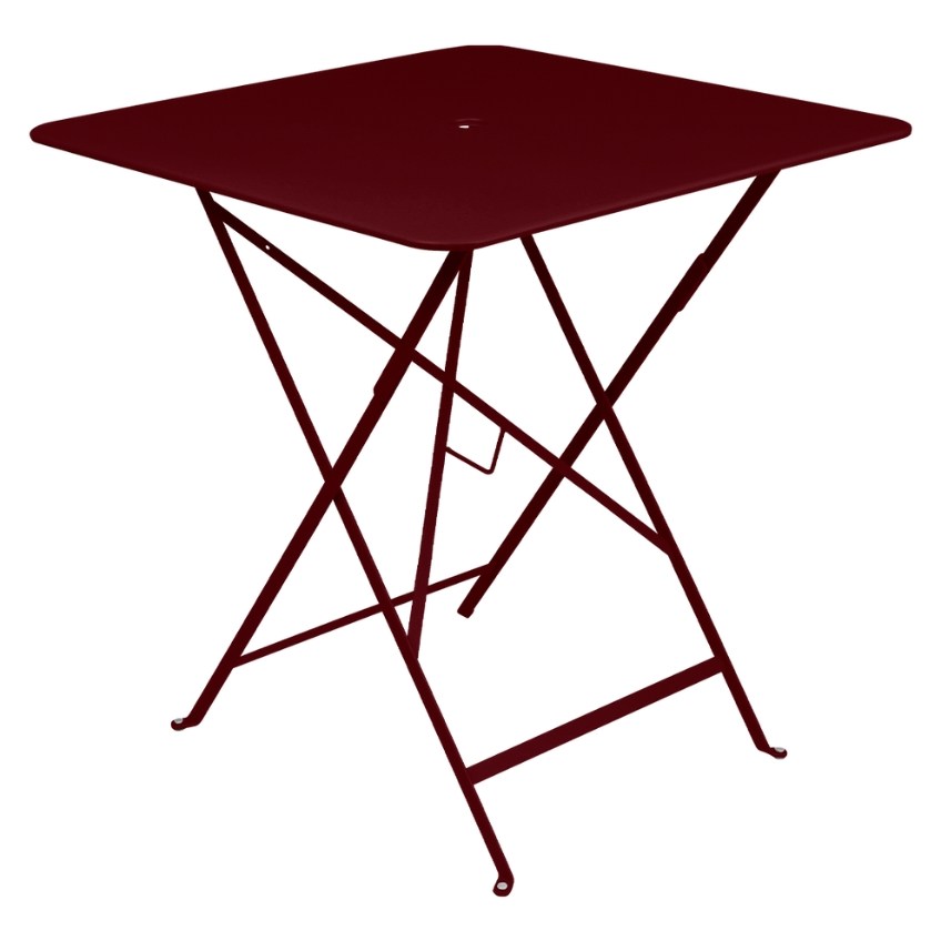 Třešňově červený kovový skládací stůl Fermob Bistro