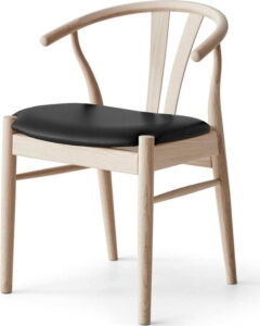 Černá/přírodní kožená jídelní židle Frida