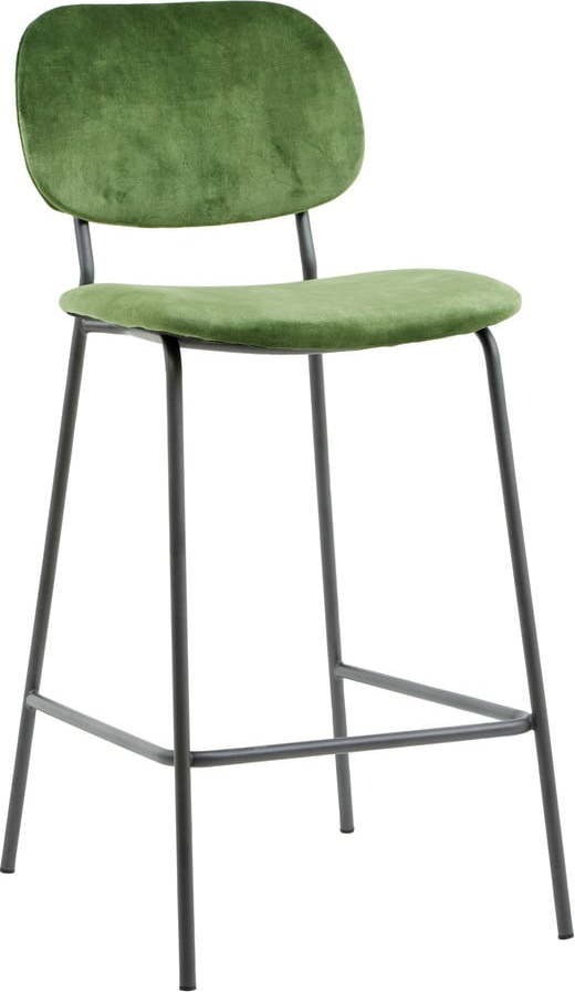 Zelená sametová barová židle 92 cm Emma