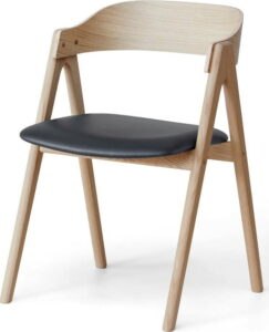 Černá/přírodní kožená jídelní židle Mette