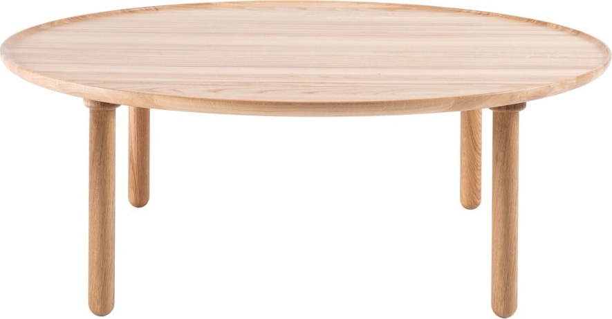 Kulatý konferenční stolek z dubového dřeva v přírodní barvě
