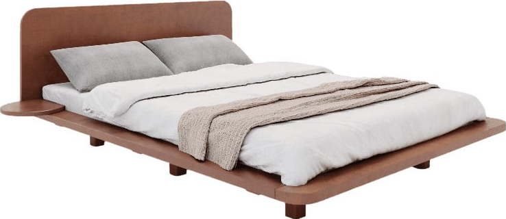 Hnědá dvoulůžková postel z bukového dřeva 180x200