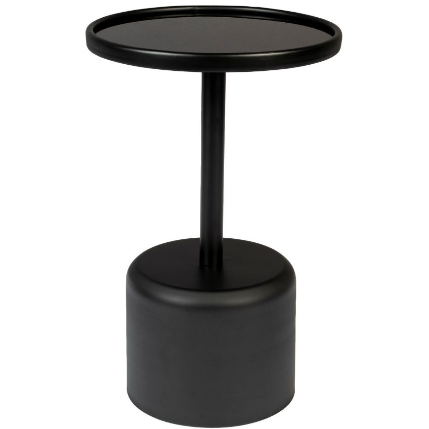 White Label Černý skleněný odkládací stolek