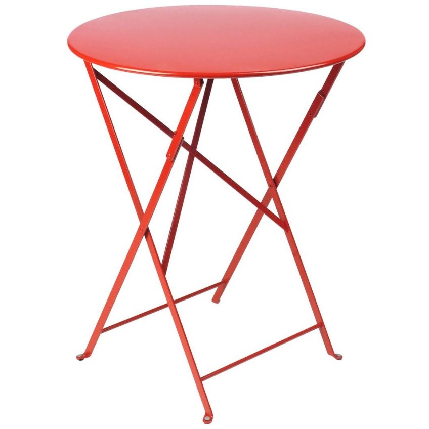 Makově červený kovový skládací stůl Fermob