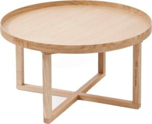 Kulatý dřevěný stolek z dubového dřeva Wireworks