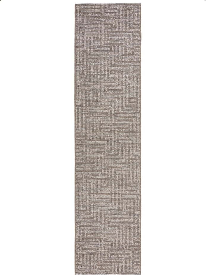 Šedo-béžový venkovní koberec běhoun 230x60 cm