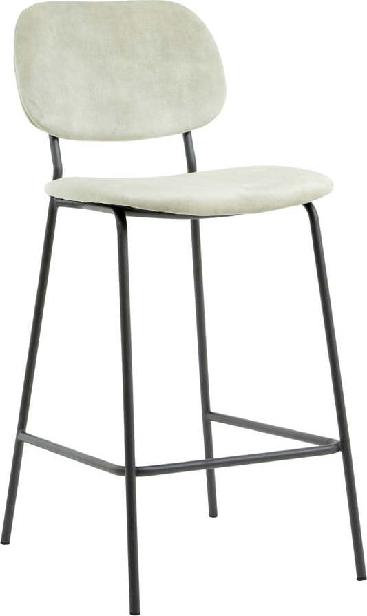 Krémová sametová barová židle 92 cm Emma