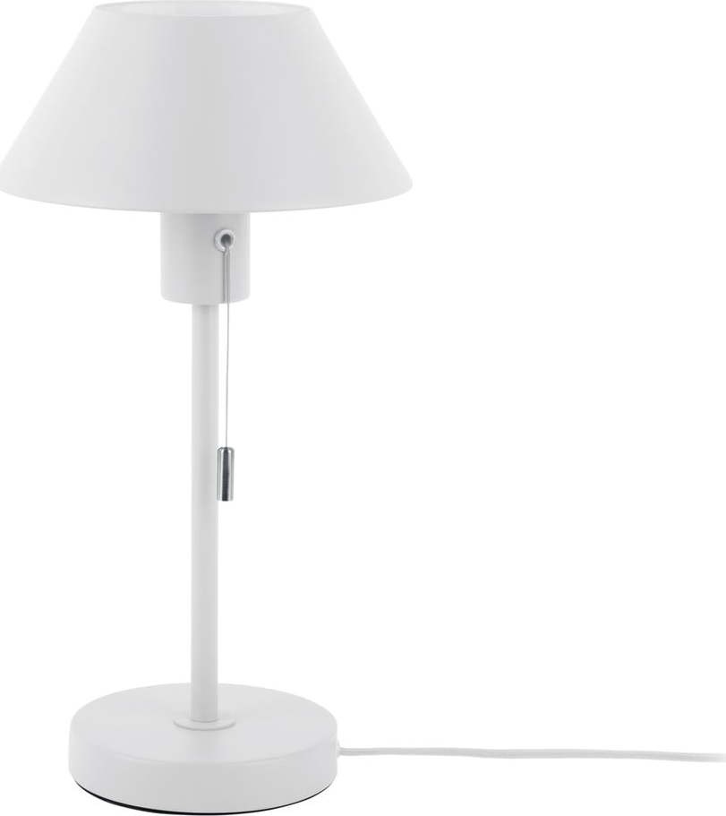 Bílá stolní lampa s kovovým stínidlem (výška 36