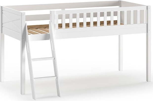 Bílá vyvýšená dětská postel z borovicového dřeva