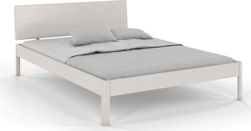 Bílá dvoulůžková postel z borovicového dřeva 200x200