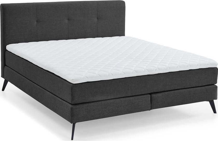 Tmavě šedá boxspring postel 180x200 cm