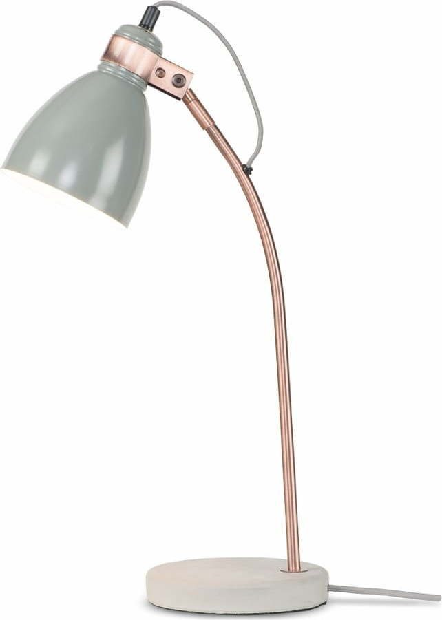 Šedá stolní lampa s kovovým stínidlem (výška 50