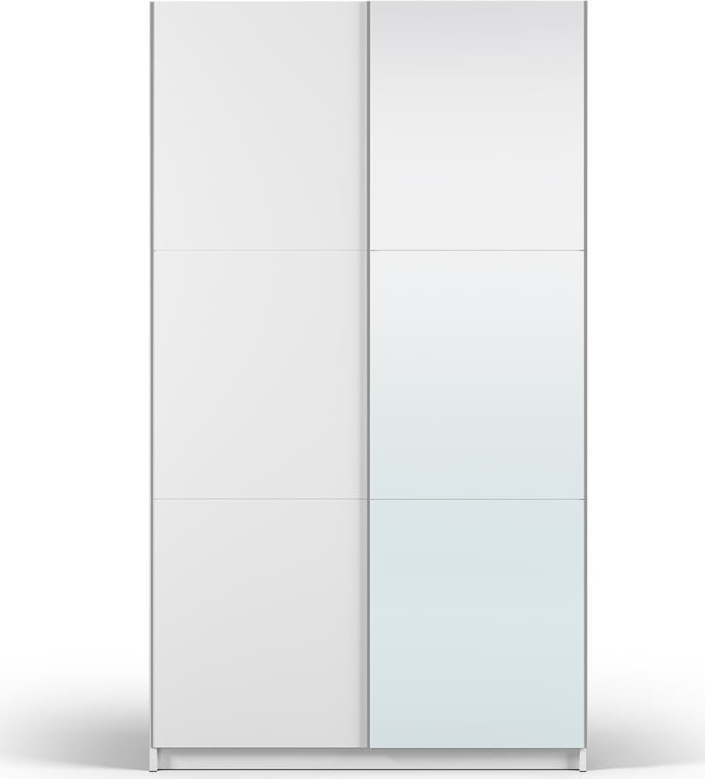 Bílá šatní skříň se zrcadlem a s posuvnými dveřmi