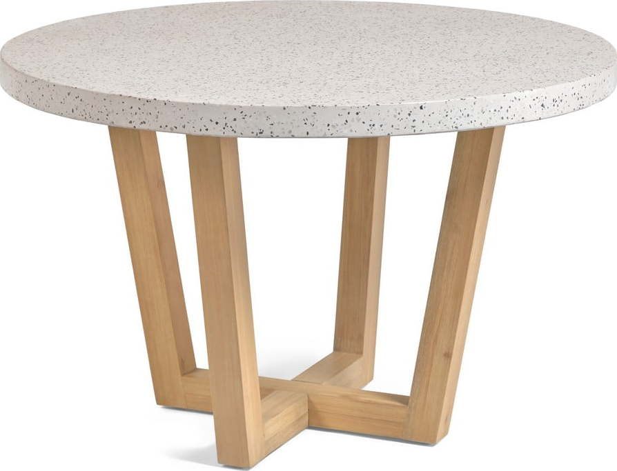 Bílý zahradní stůl s deskou z kamene Kave
