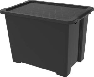 Leskle černý plastový úložný box s víkem