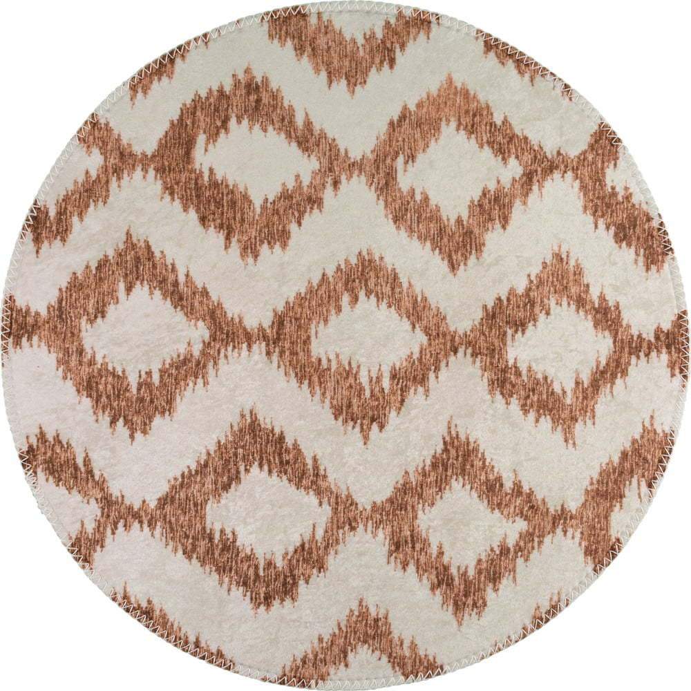 Bílo-oranžový pratelný kulatý koberec ø 120