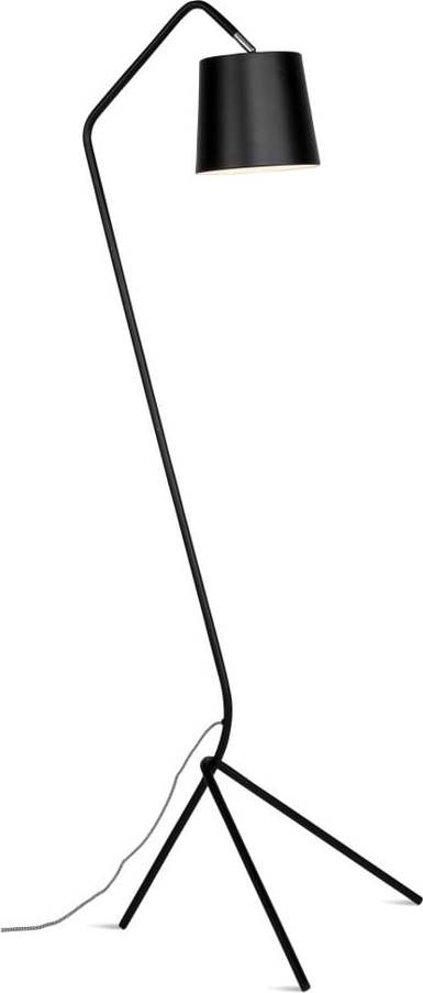 Černá stojací lampa s kovovým stínidlem (výška 155