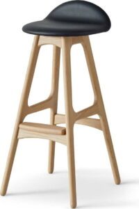 Černá/přírodní kožená otočná barová židle 86 cm