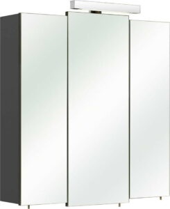 Tmavě šedá závěsná koupelnová skříňka se zrcadlem 83x73
