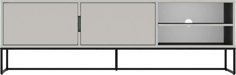 Bílý TV stolek s černými kovovými nohami