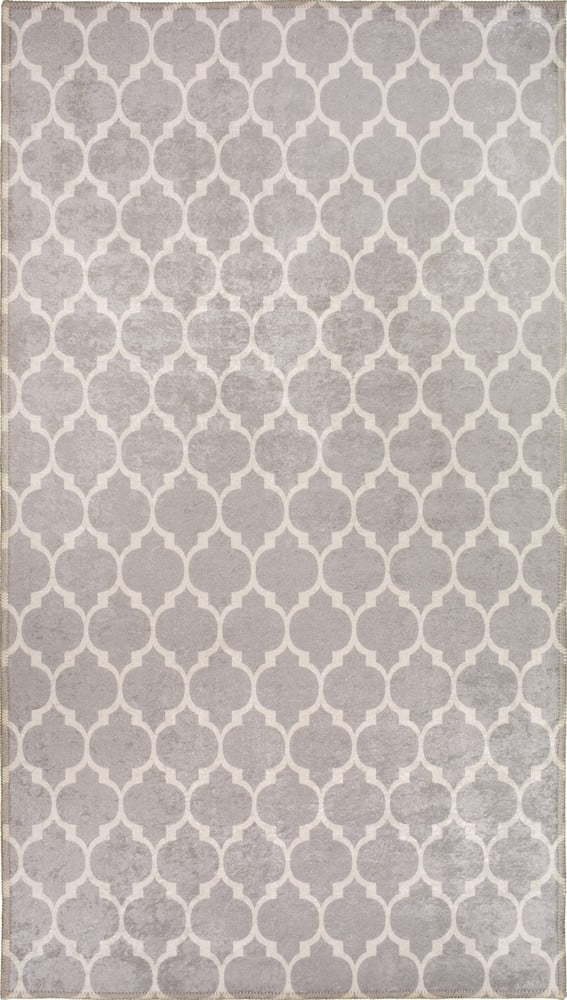 Světle šedo-krémový pratelný koberec běhoun 200x80