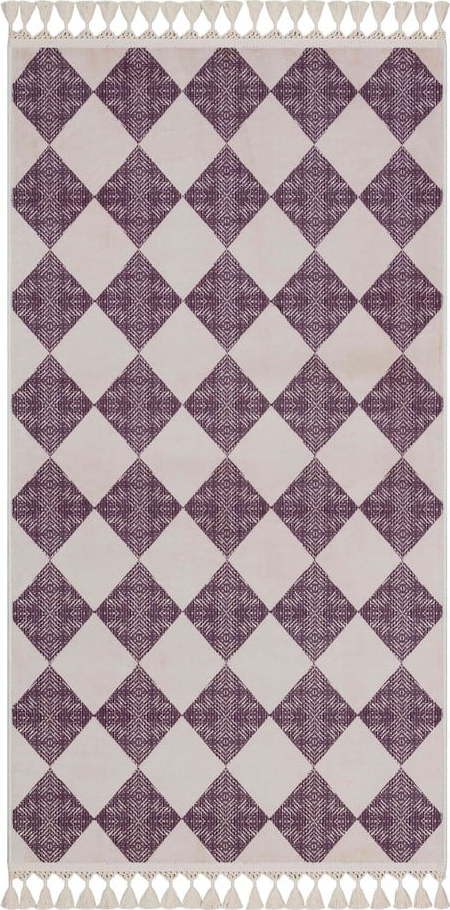 Fialovo-béžový pratelný koberec 120x80 cm