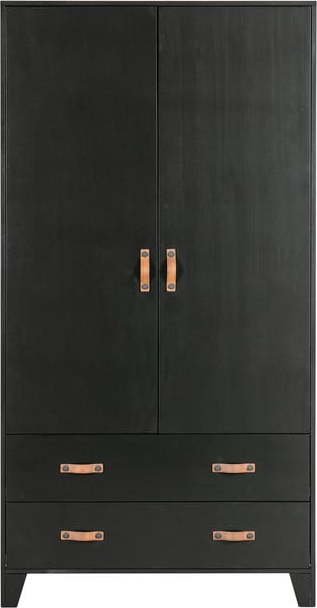 Černá šatní skříň z borovicového dřeva 94x180
