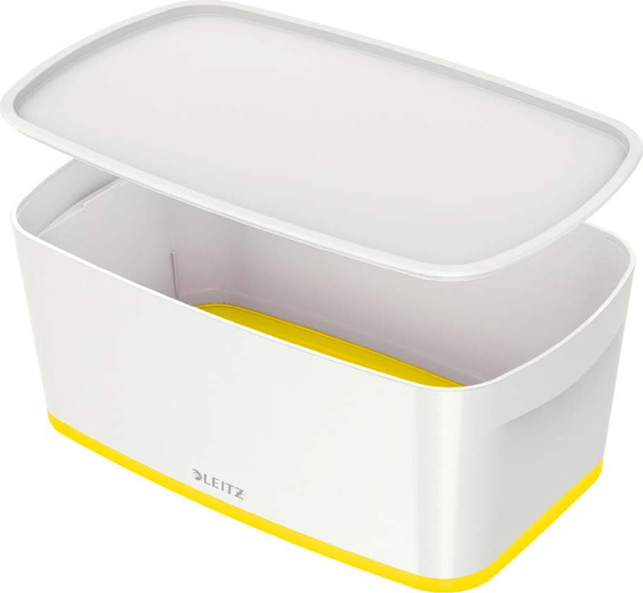 Bílo-žlutý úložný box s víkem Leitz