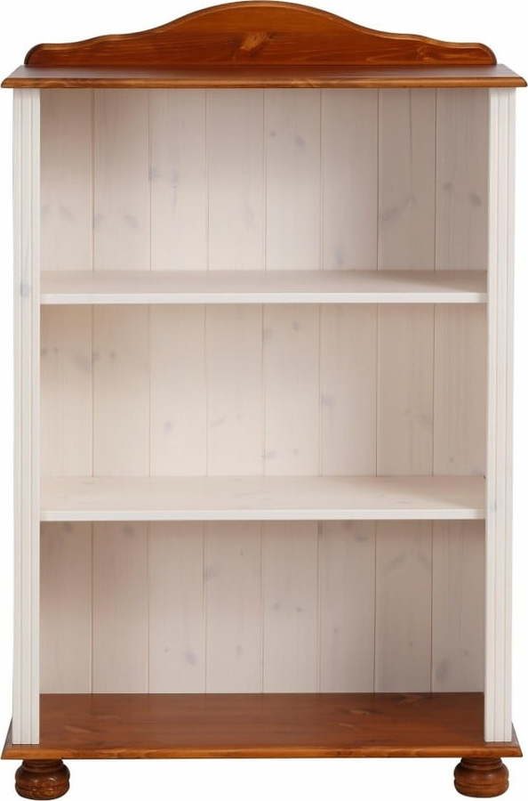 Bílo-hnědá knihovna z borovicového dřeva 77x116