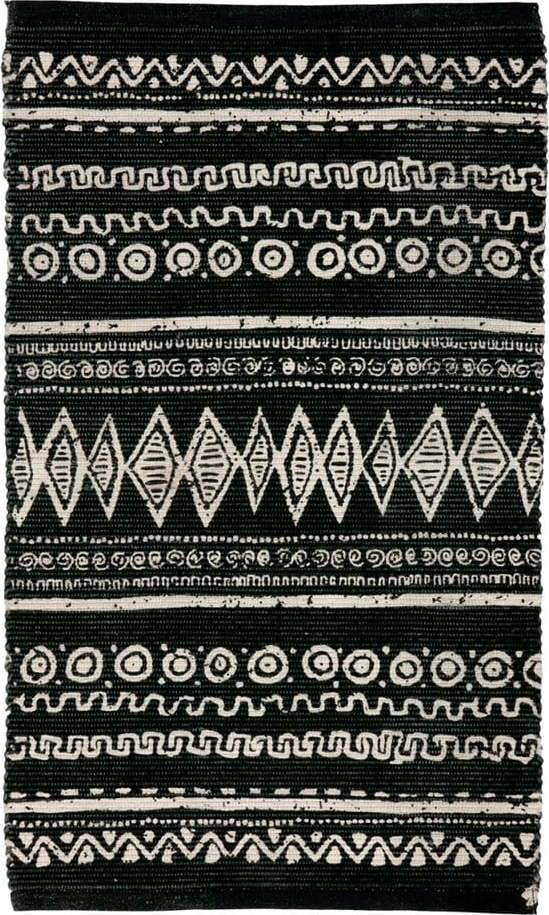 Černo-bílý bavlněný koberec Webtappeti