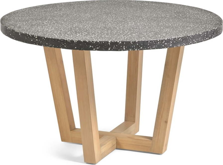 Tmavě šedý zahradní stůl s deskou z kamene
