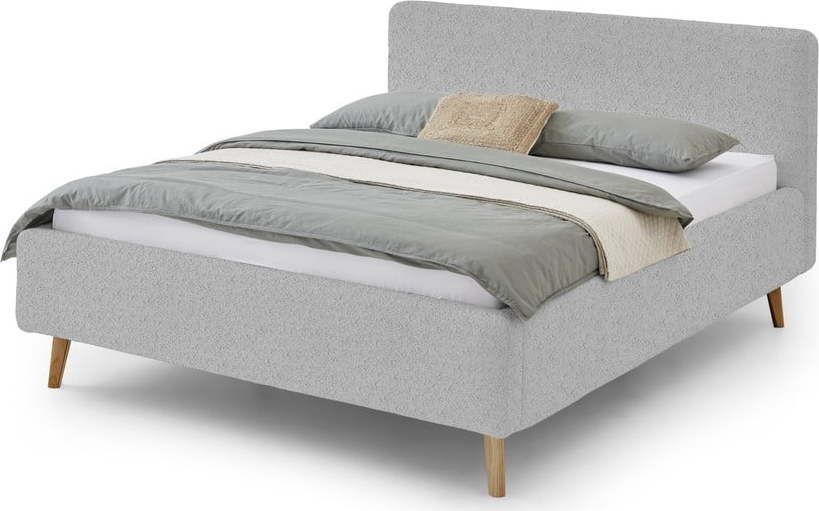 Šedá čalouněná dvoulůžková postel 160x200 cm